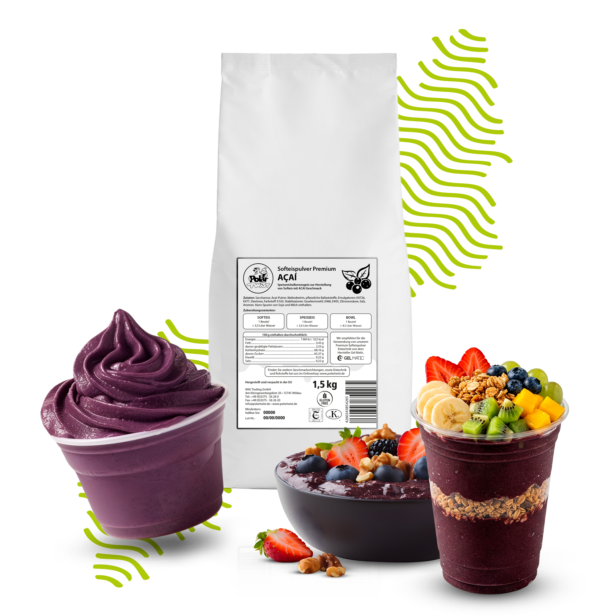 Premium Softeispulver AÇAÍ für Softeis, Speiseeis und Bowls